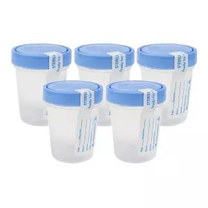 딜메드 검체 수집 용기 일회용 소변 컵 누수 방지 뚜껑 나사 포함된 ID 라벨 4온스 5캔