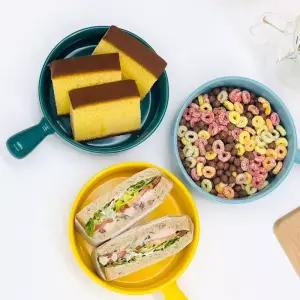 예쁜 홈파티 손잡이앞접시 오븐가능 도자기 라면 파스타 샐러드 면기 그릇 T40