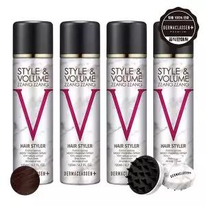 더마클라센 볼륨짱짱 흑채 스프레이 자연갈색 120ml x4 + 두피 브러쉬 /새치커버