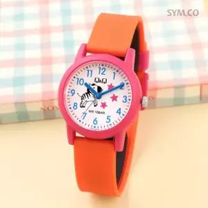 큐앤큐 V23A-009VY 학습에 좋은 얼룩얼룩말 캐릭터 어린이 아동 우레탄 시계 d