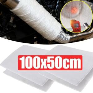 유니버설 배기 단열 담요 100x50cm 유리섬유 열 차폐 방음 매트 (자동차 오토바이 헤더 파이프 엔진용)