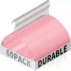 장앤롱 60팩 핑크 벨벳 옷걸이 초박형 공간 절약 논슬립 스웨터 재킷 바지 드레스 셔츠 헤비 듀티 코트