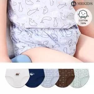 [하프클럽/엠알키즈]고래의꿈 순면 남아삼각팬티 아동삼각속옷 5종세트