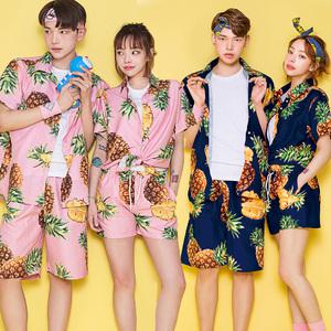 파인애플남방 반바지 반티 비치웨어 커플 여행룩 체육대회 튀는 반티