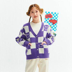 [보리보리/오션스카이]여아 체커보드 브이넥 캐주얼 가디건