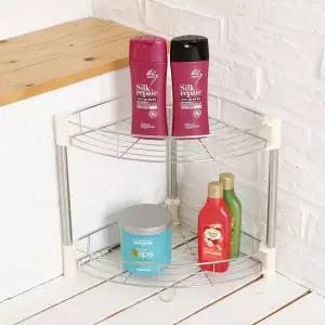 [센스2030]LUX 스텐 코너선반 2단 세제수납 욕실선반