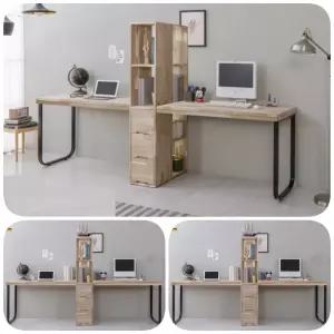 2500 쌍둥이책상 자매 형제 아카시아원목 2인용책상 A