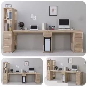 3100 쌍둥이책상 자매 형제 아카시아원목 2인용책상 D