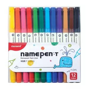 모나미 네임펜 T 12색 세트 중간촉 가는촉 트윈형 유성펜 DIY 꾸미기