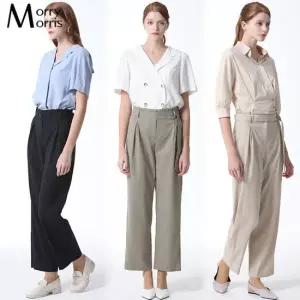 [르오트] 벨티드 핀턱 스트레이트 팬츠