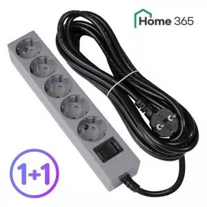 [NS홈쇼핑][홈365] 1+1 국산 과부하차단 멀티탭 5구 5m 그레이 블랙 / 16A 멀티콘센트..