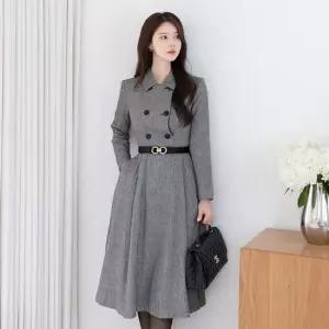 XXL까지) 모어쥬 헤링본 더블버튼 원피스 겨울 하객룩 오피스룩 미시룩 연말룩 파티룩 ootd 여성의류