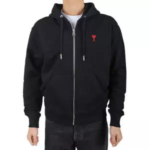 [아미] 남성 하트로고 후드집업 블랙 BFUSW435 730 001