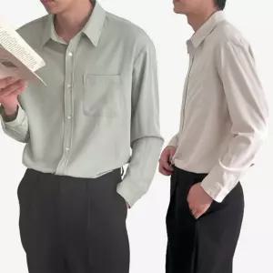 봄 여름 가을 3계절 남자 빅사이즈 링클프리 긴팔 드레스 정장 셔츠 남방 I3SH029