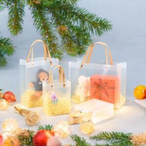 노리스  크라프트 손잡이 쇼핑백 반투명 미니 예쁜 간식 선물 포장 비닐 봉투 구디백 답례품
