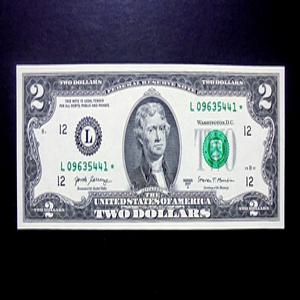 미국 2017년 행운의 2달러 완미 지폐 스타노트(star note)(09635441)