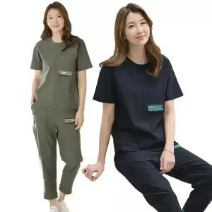 이브바바 여름 쿨 인견 스판 반팔 릴렉스 모던 셋업 상하세트 중년여성 엄마 옷