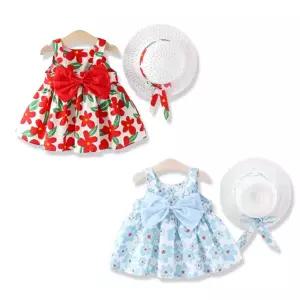[보리보리/조이멀티]바캉스플라워 여아동 나시 원피스 모자세트 205762
