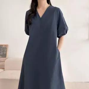 [하프클럽/]여성 V넥 펌킨 에이라인 큰사이즈 롱원피스