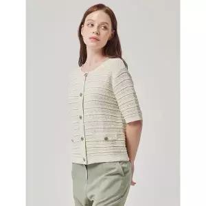 [하프클럽/샤트렌]화이트 반소매 니트 타입 가디건 HCCMSW103