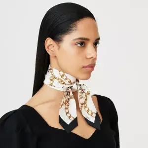 [닥스](센텀시티점)DCSC5F821I2 [SILK100%]베이지 체인프린트 쁘띠 실크스카프