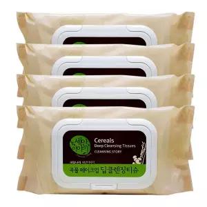 세안이야기 곡물 딥 클렌징티슈 400매 (100매x4개)