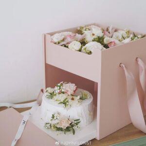 2단 꽃 상자 봉투 케익 용돈박스 포장 환갑 플라워