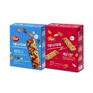 포스트 에너지바 2종 (액티브밸런스) 45gx10개x1곽/아침식사대용/학교간식/디저트/영양간식/단백질과자