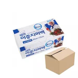 쉐프 대용량 이중지퍼백 중형 20x25cm 100매 12개(한박스)