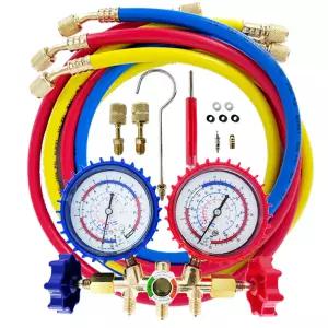 솔리드 매니폴드 게이지 세트 구신 냉매 겸용 R22 R410A 에어컨 압력 가스 충전 주입