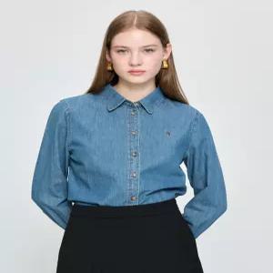 헤지스 여성 [시즌오프][아이코닉] 데님 베이직 셔츠 블루 HSSH5D805B2