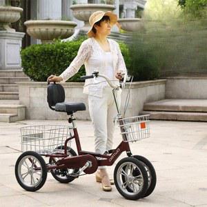 삼륜자전거 경량 바구니 3륜 장보기 세발자전거 오렌지 어른