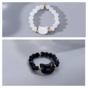 구슬 반지 2컬러 커플링 소품샵 우정반지 검지 고양이 캐릭터