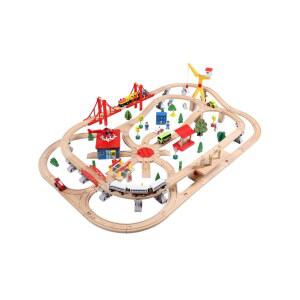 나무 기차놀이 전기모델 세트 자동차 패키지 모델
