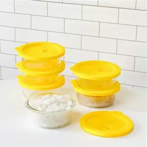 유리 햇반 용기 전자레인지용 밥 냉동 보관 내열 유리 밀폐 용기 6개