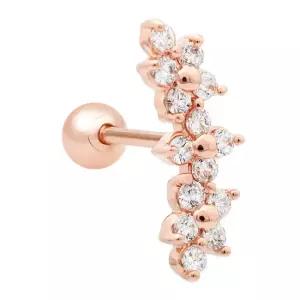 [미니아트] 쓰리플라워 14K 로즈골드핀 금침 큐빅 데일리 피어싱