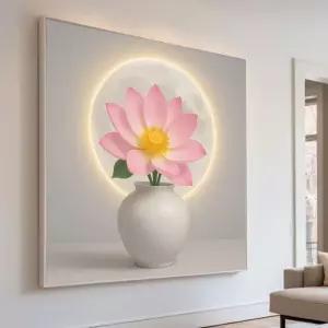 행복을 주는 연꽃 달항아리 그림 꽃 액자 거실 풍수 카페 개업선물