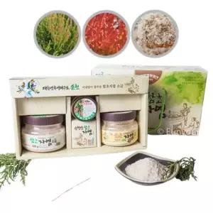 함초 자염 소금 선물세트 함초자 염소금 420g 울금자염소 금 420g 양치소 금 70g