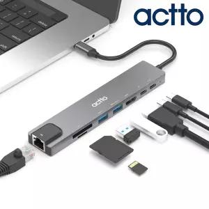 8 in 1 C타입 노트북 멀티 허브 USB포트 확장 PD충전 HDMI 랜포트 카드리더기 CRH-24