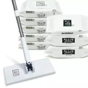 퀸마루 노터치 톡밀대+물걸레포 30매)x5팩+정전기포 30매)x3팩 손댈 필요없는 청소포밀대