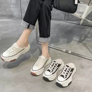 2컬러 여성 통굽 4cm 키 높이 뮬 스니커즈 우먼 데일리 캐주얼 패션 슬리퍼 운동화