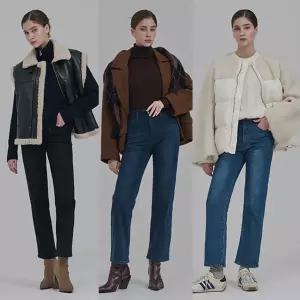 뱅뱅 25FW 여성 겨울 기모 본딩 라이크라 스트레이트 데님