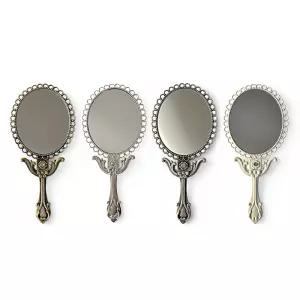 엔틱 휴대용 타원형 주석 접이식 확대 손거울