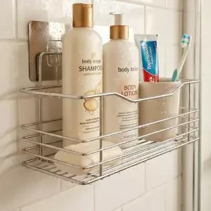 화장실 샴푸 수납정리 무타공 스텐 욕실선반