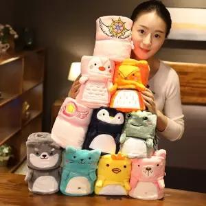 선물 크리스마스 담요 극세사 캐릭터 롤업 겨울 동물 휴대용 블랑캣 무릎 밍크 기념품