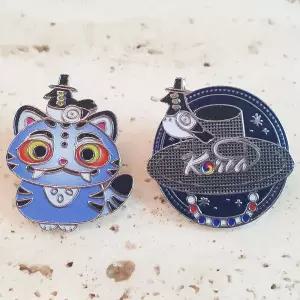 K-컬처 케데헌 호작도 호랑이 전통갓과까치 행운 민화 뱃지/박물관굿즈/한국전통기념품 공예품/한국관광 외국인친구들 국제학교 유학생 교환학생 바이어선물/Korean souvenirs