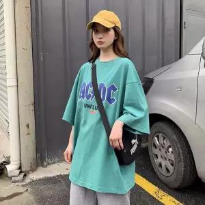 여자 ACDC 영문 박스 반팔 티셔츠 오버핏 루즈핏 깔끔