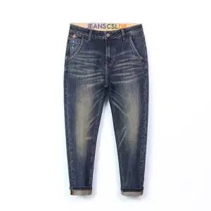 엘럽 남자 배기핏 바지 추동 자수 8부 9부 퀄리티 청 스판 반 힛템