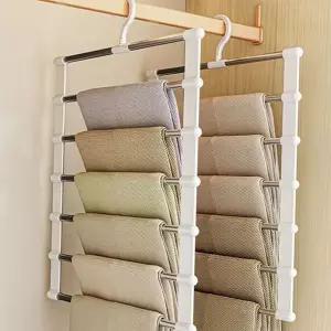 바지 정리대 접이식 다용도 슬랙스 바지 옷걸이 청바지 정리 수납 슬라이드 플라스틱 미끄럼 수직형 이동식