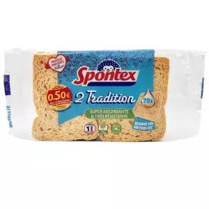 스폰텍스 드라이 셀룰로오스 천연 스펀지 주방 행주 수세미 욕실 1팩(2매입) 프랑스산